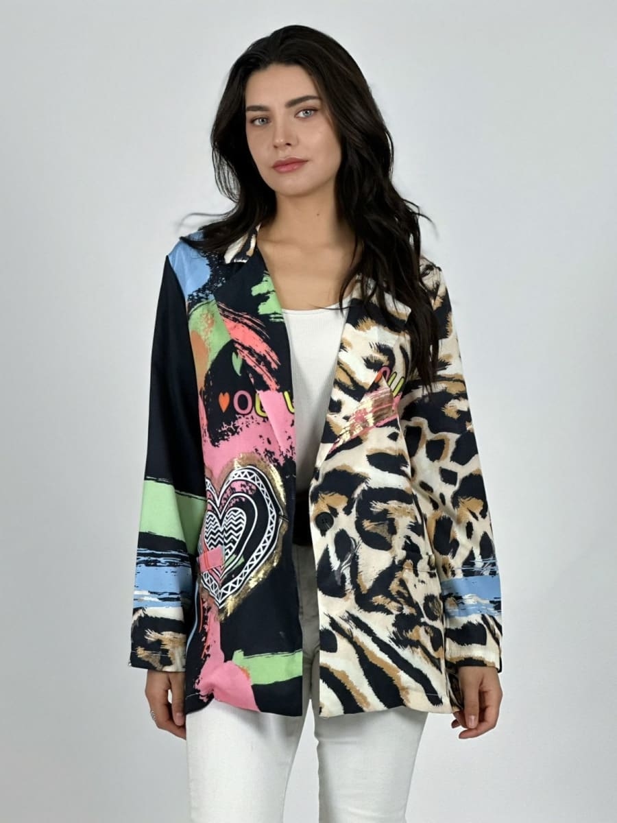 Blazer Mitad print y Corazones A1-25