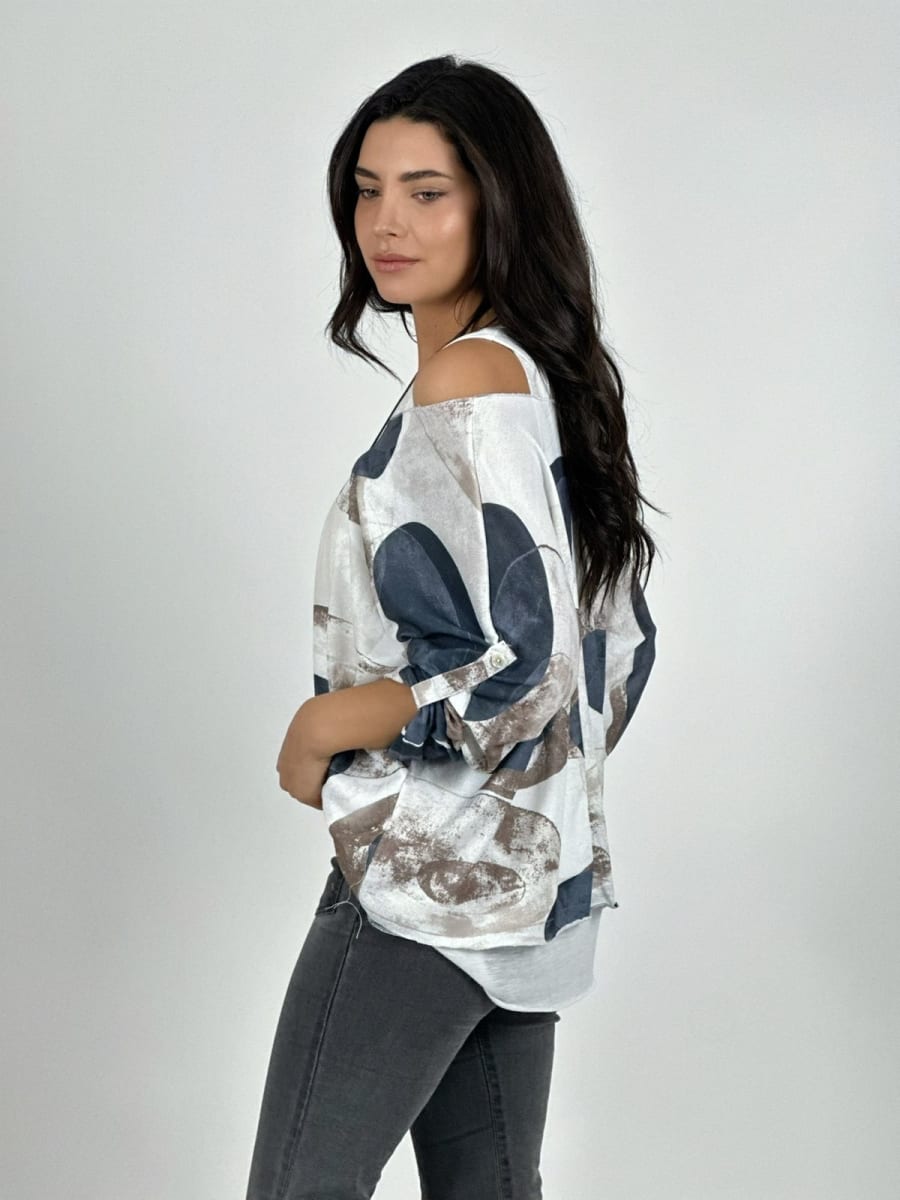 Polera Doble con Collar Diseños Ovalados A1-236