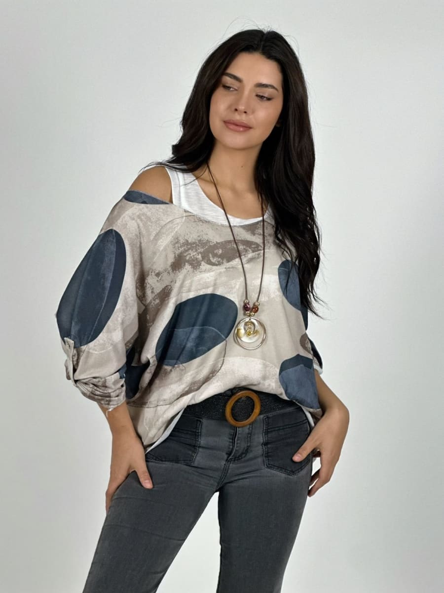 Polera Doble con Collar Diseños Ovalados A1-2310