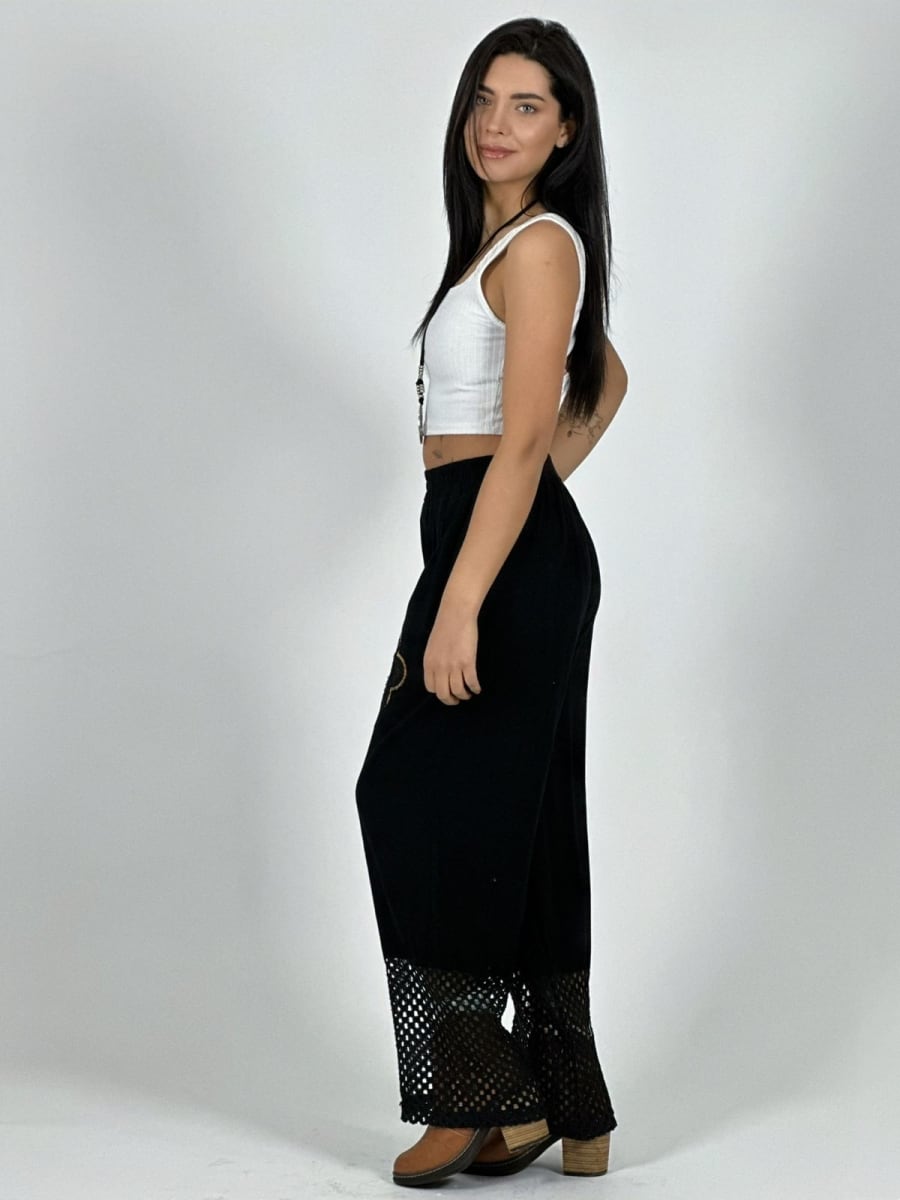 Pantalon Lino Flor y Terminaciones Broderi A1-266