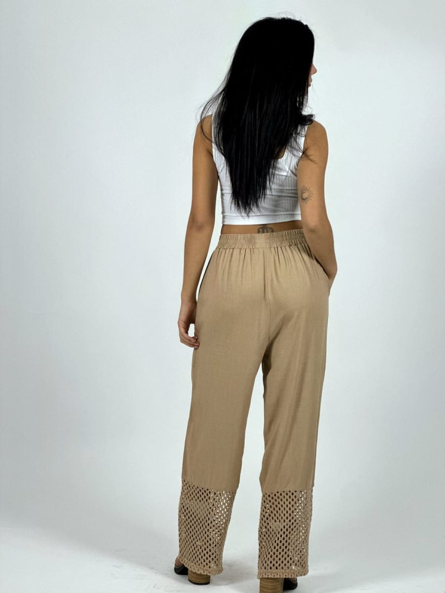 Pantalon Lino Flor y Terminaciones Broderi A1-2612