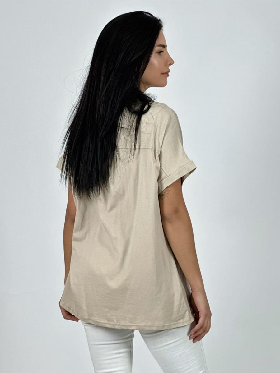 Polera Algodon Doble Corazon Print con Brillos A1-299