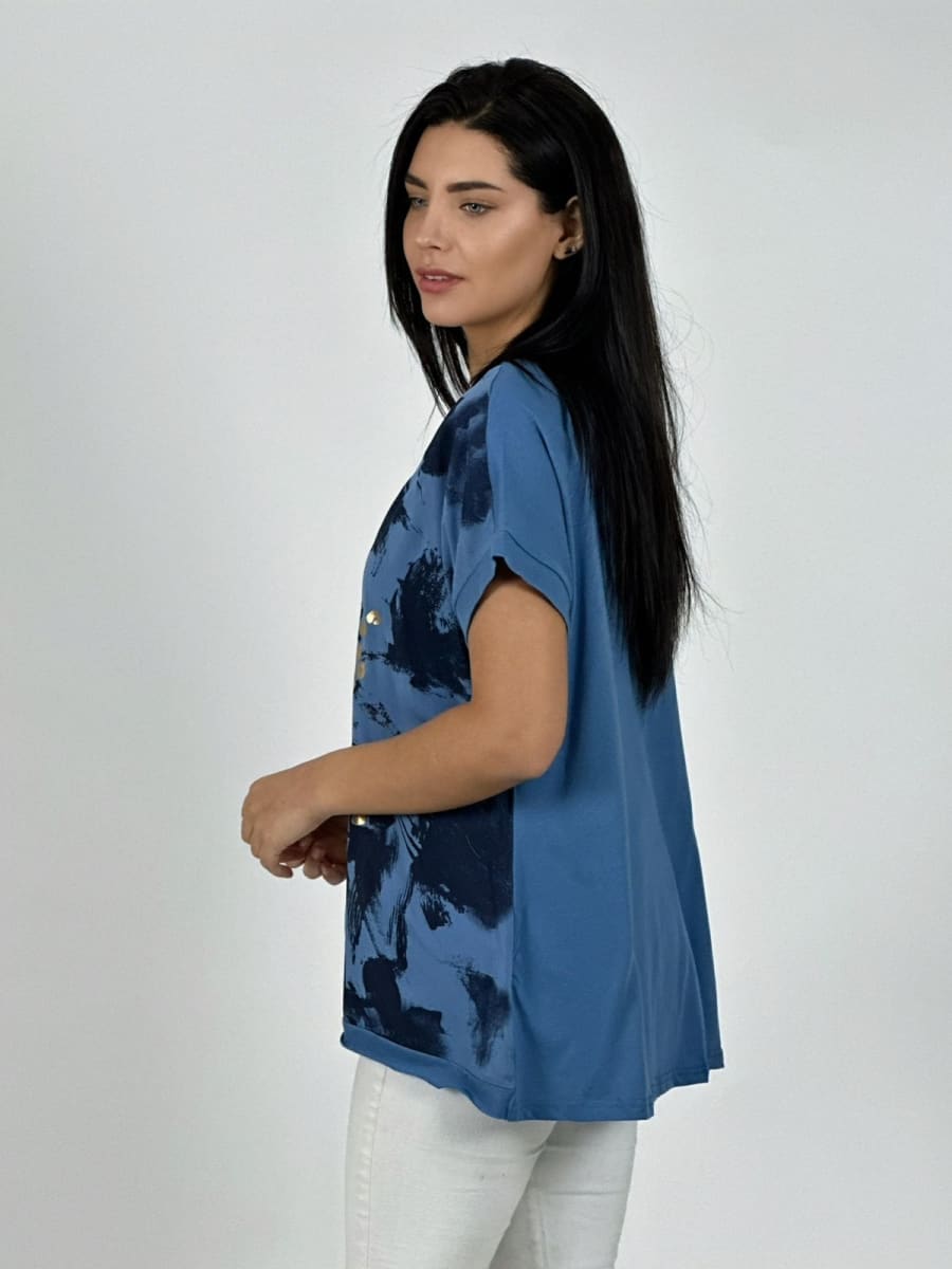 Polera Algodon Manchas y Print Brillos LOVE A1-1210
