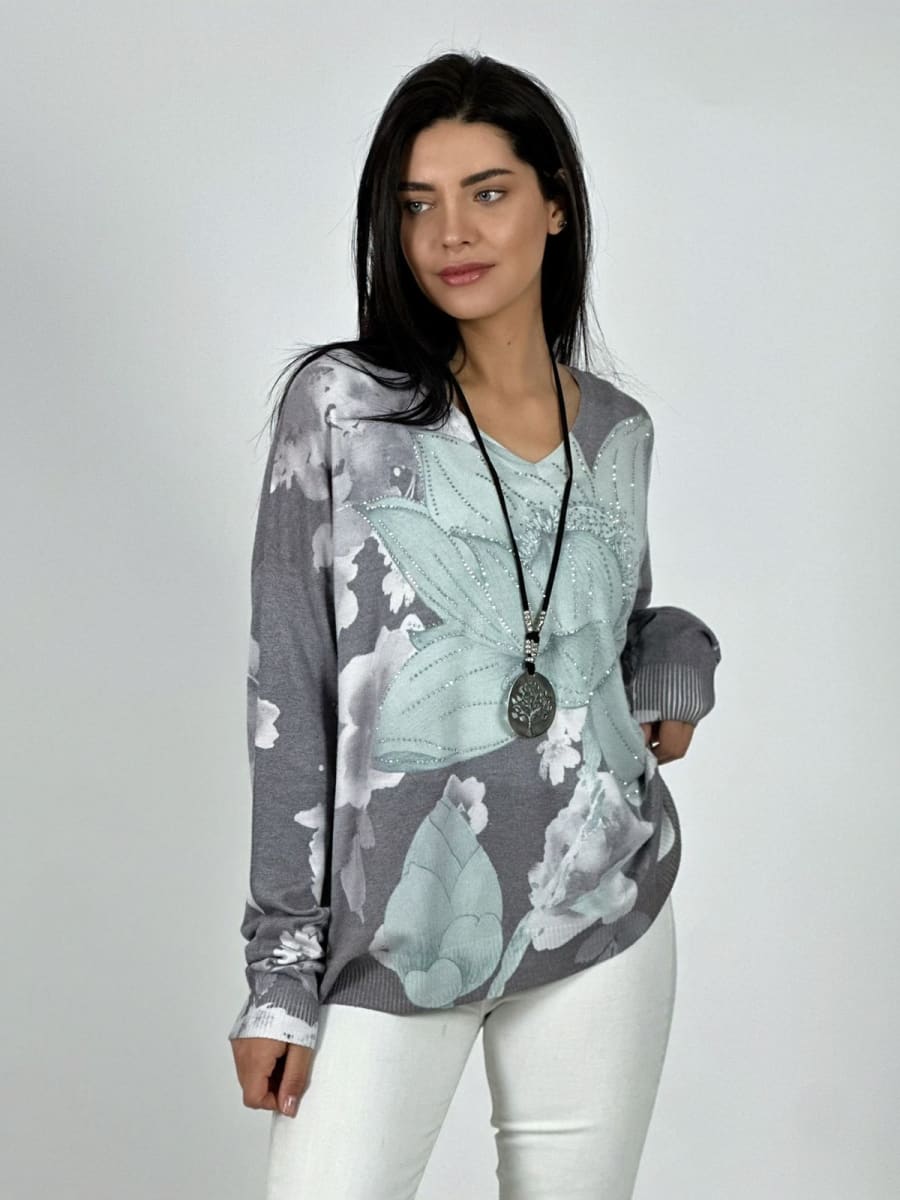 Sweater Spandex Flor de Loto Brillos A4-922