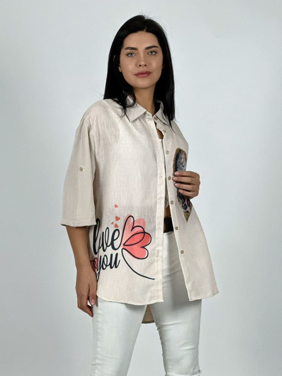 Blusa Lino Corazon Love Print A1-98