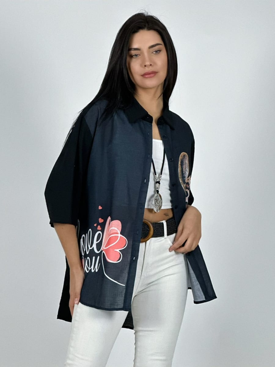 Blusa Lino Corazon Love Print A1-94