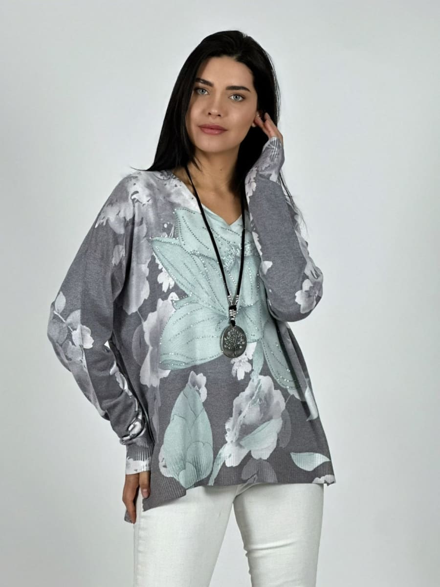 Sweater Spandex Flor de Loto Brillos A4-921