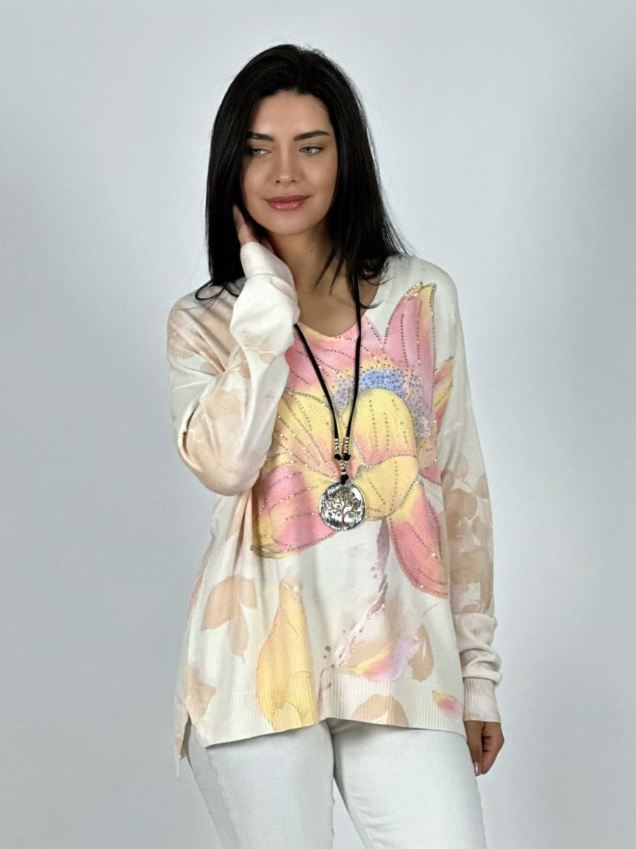 Sweater Spandex Flor de Loto Brillos A4-927