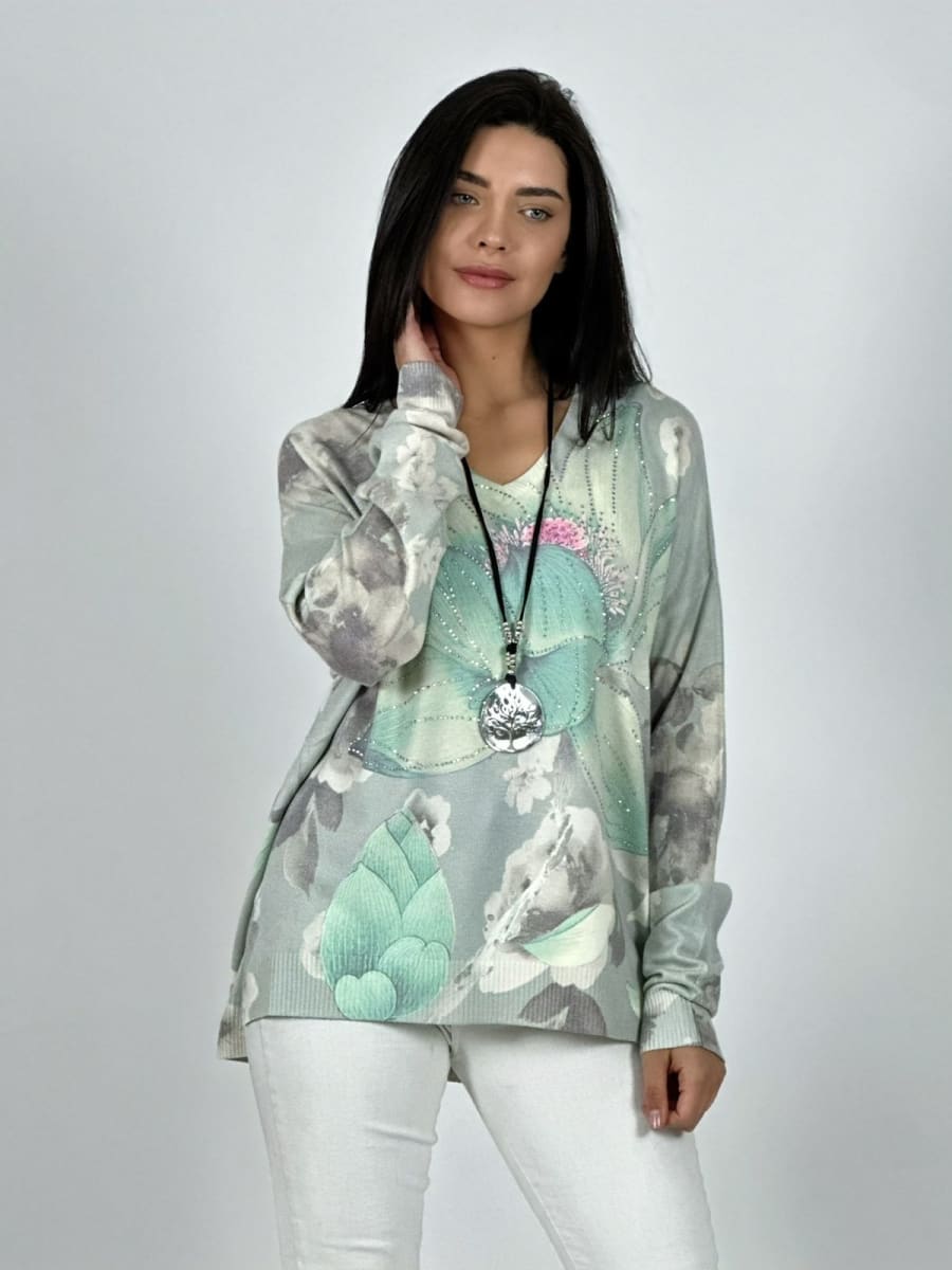 Sweater Spandex Flor de Loto Brillos A4-9211