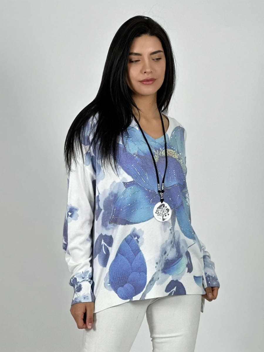 Sweater Spandex Flor de Loto Brillos A4-925