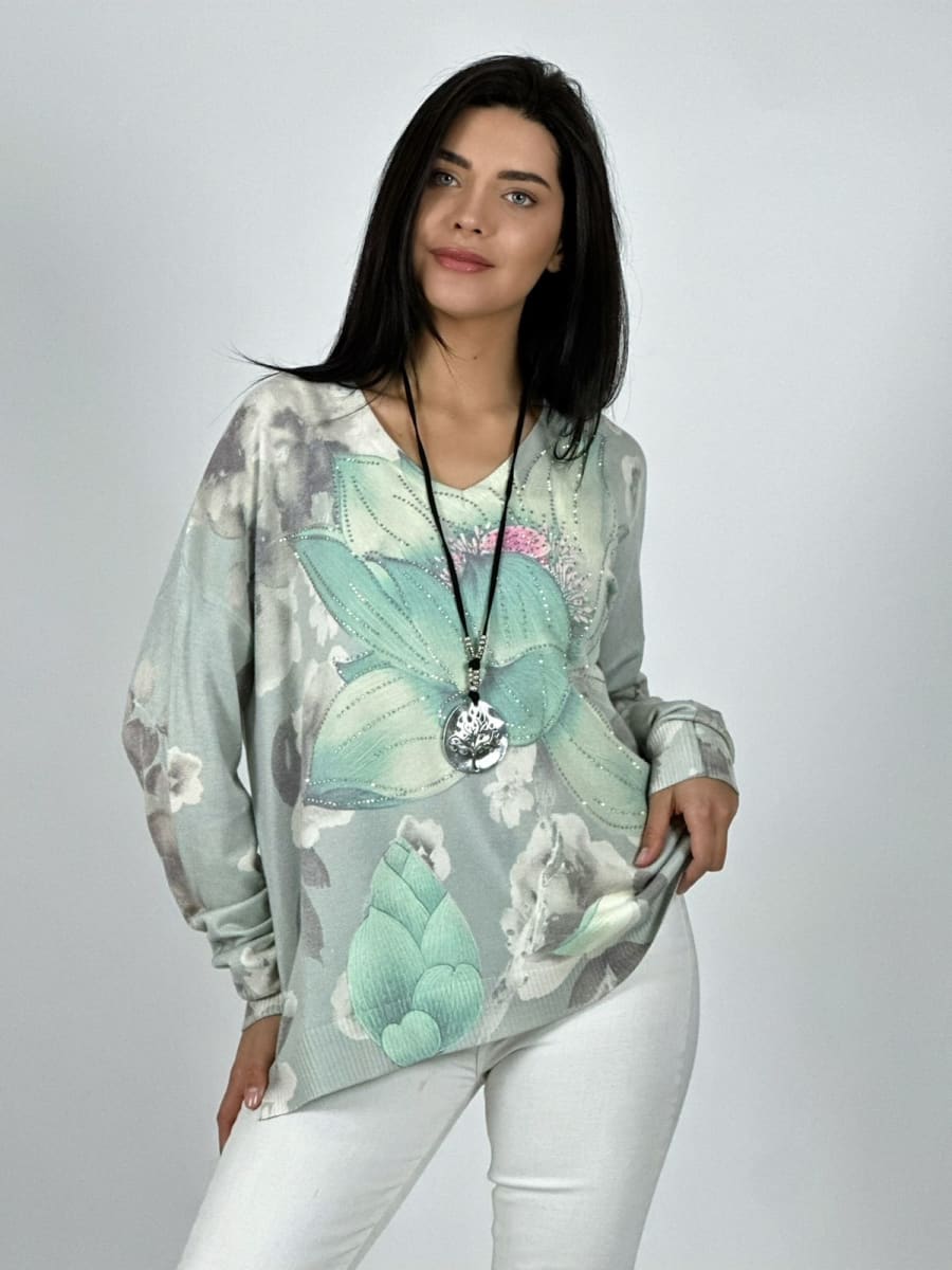 Sweater Spandex Flor de Loto Brillos A4-9210