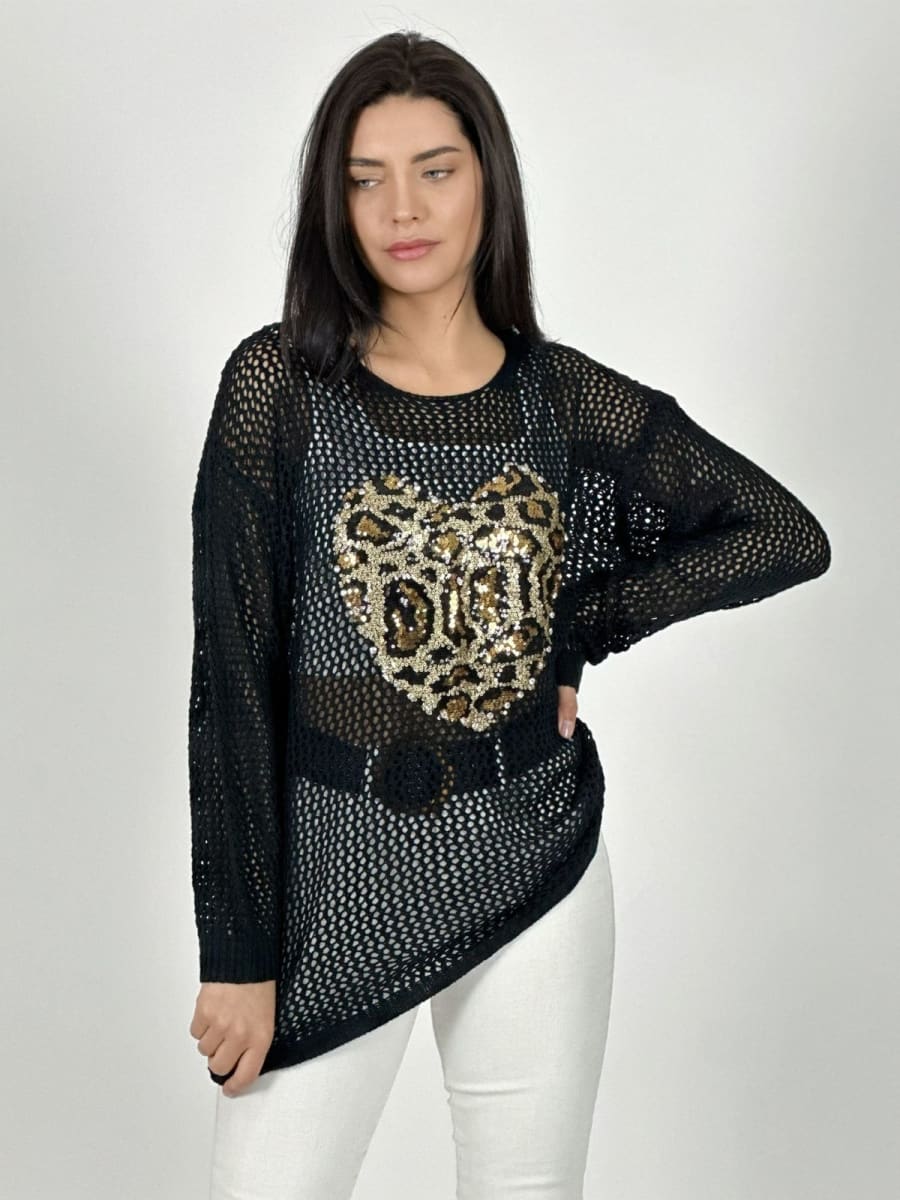 Polera Hilo Broderi Corazon Print A4-921