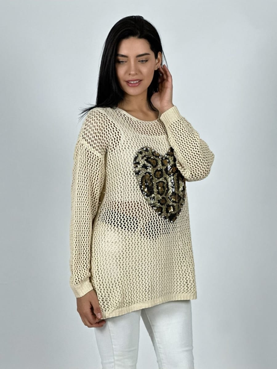Polera Hilo Broderi Corazon Print A4-924