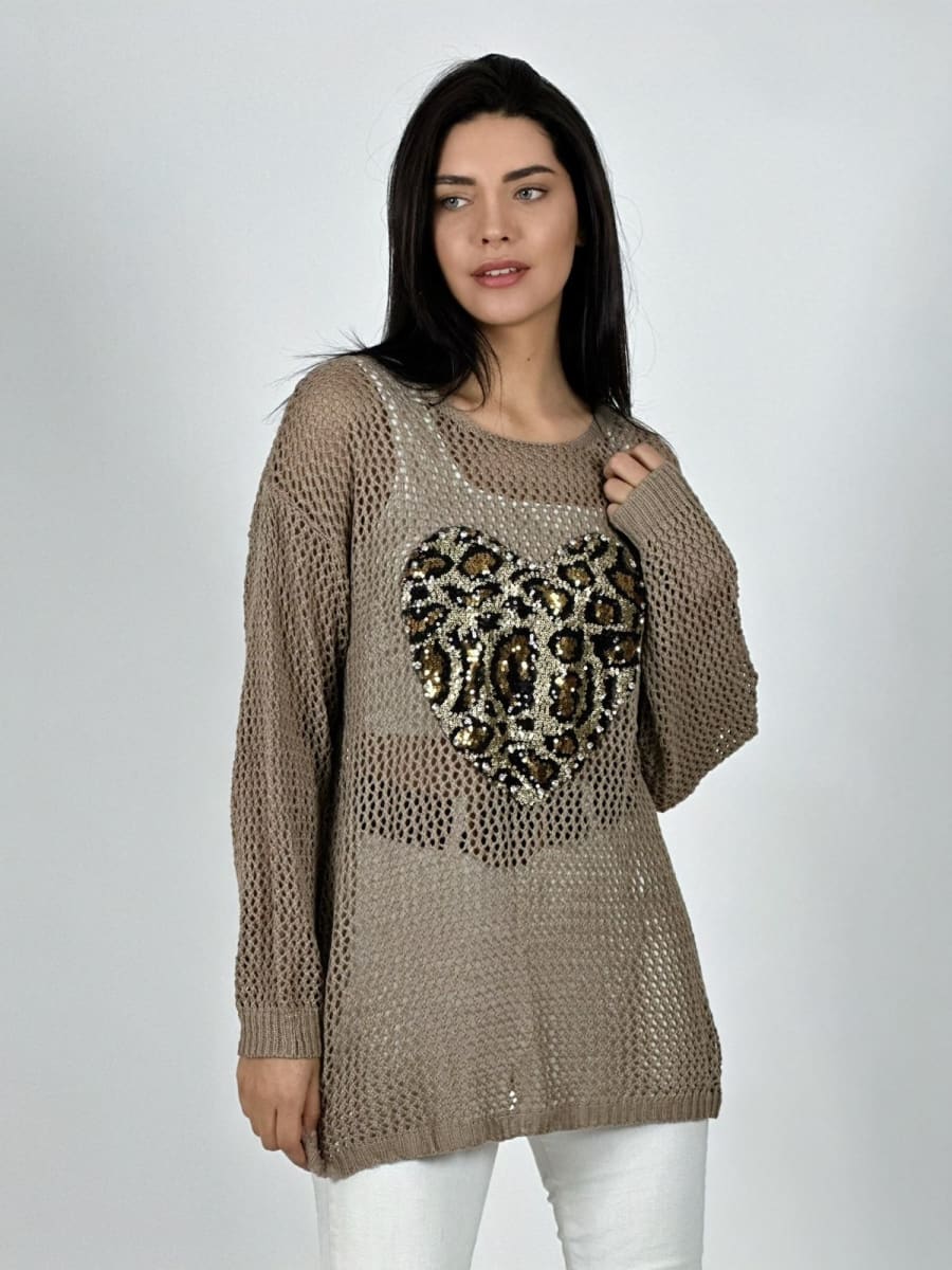 Polera Hilo Broderi Corazon Print A4-927