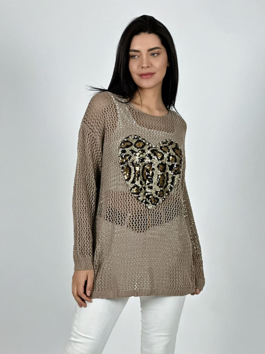 Polera Hilo Broderi Corazon Print A4-928