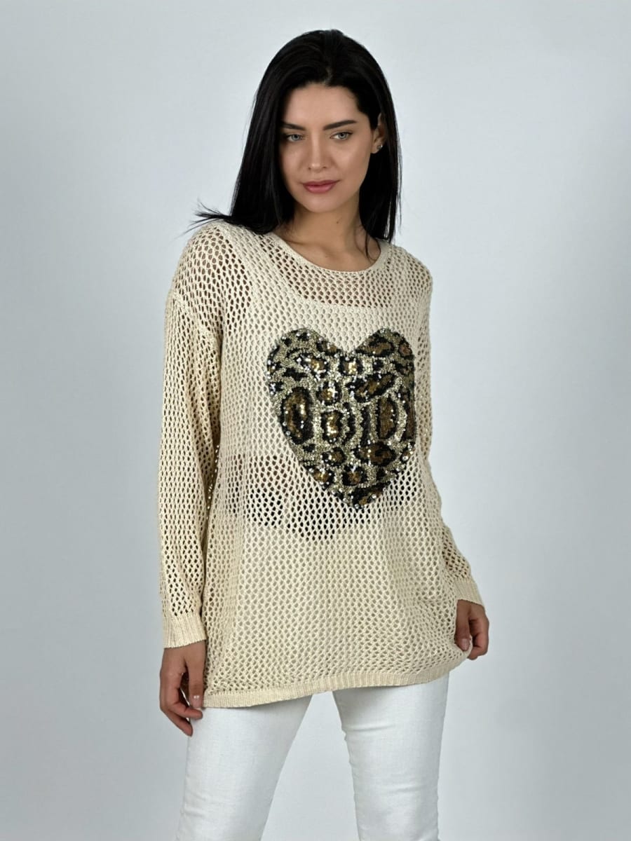 Polera Hilo Broderi Corazon Print A4-925