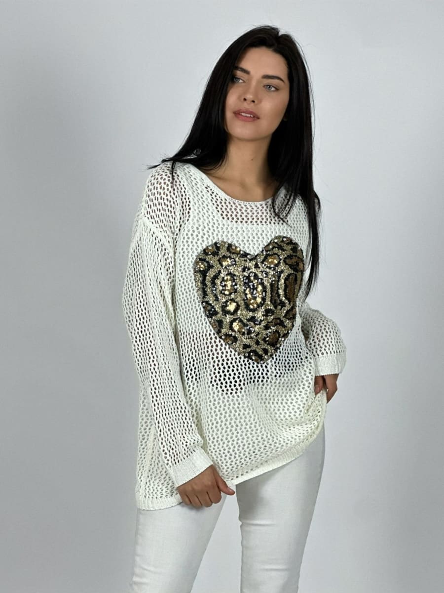 Polera Hilo Broderi Corazon Print A4-9211