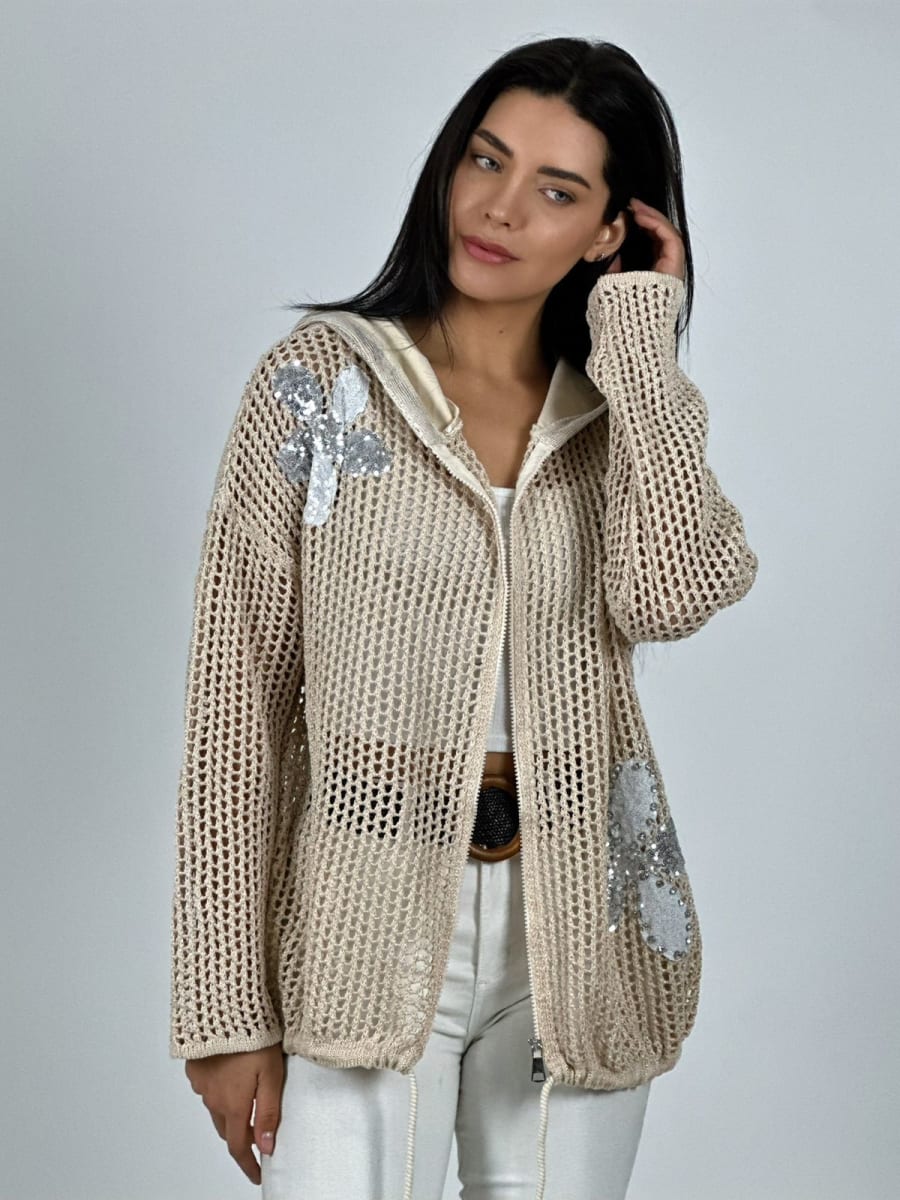 Polerón Hilo con Cierre Flores Brillantes A3-775