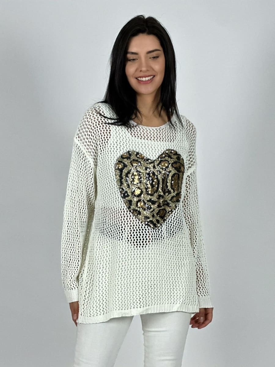 Polera Hilo Broderi Corazon Print A4-9210
