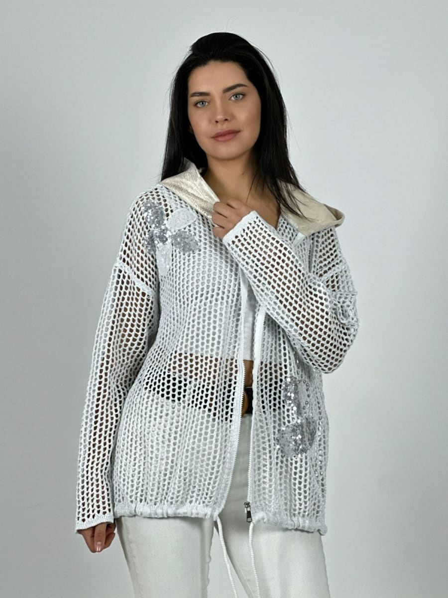 Polerón Hilo con Cierre Flores Brillantes A3-778