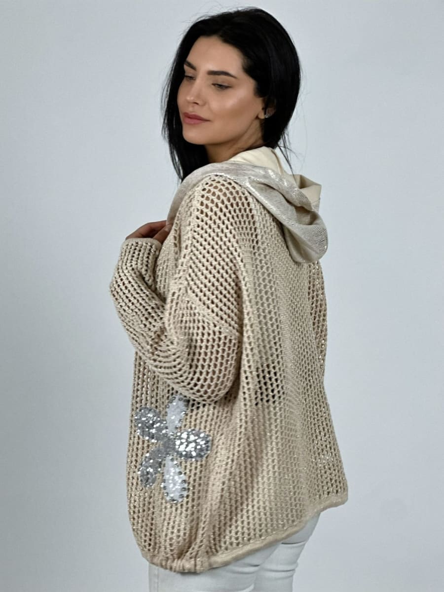 Polerón Hilo con Cierre Flores Brillantes A3-777