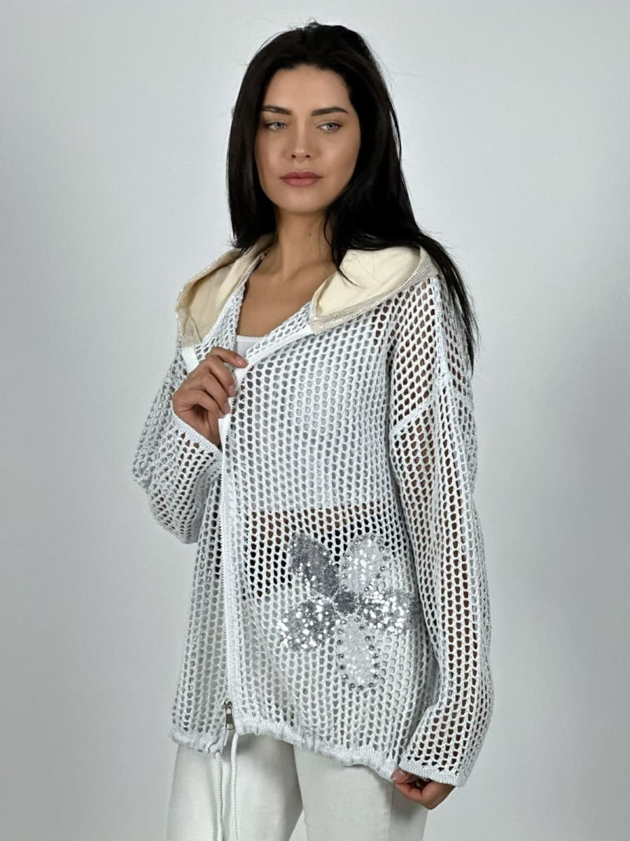 Polerón Hilo con Cierre Flores Brillantes A3-779