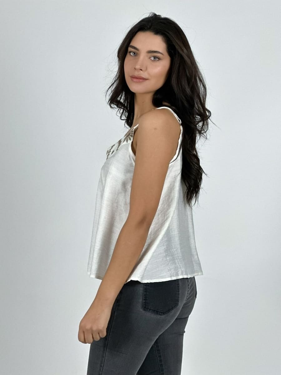 Polera Lino Lencera Bordes Boho A1-323