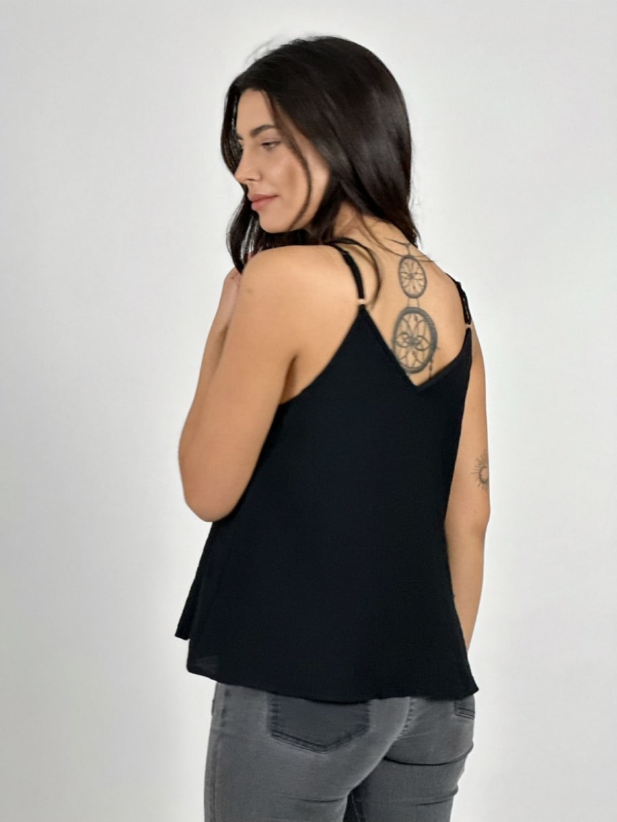 Polera Lino Lencera Bordes Boho A1-3212