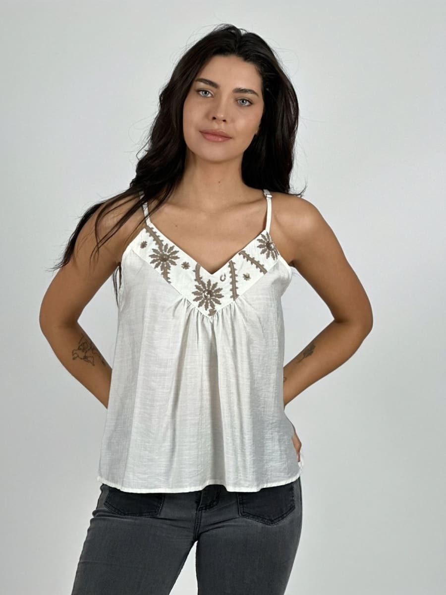 Polera Lino Lencera Bordes Boho A1-322