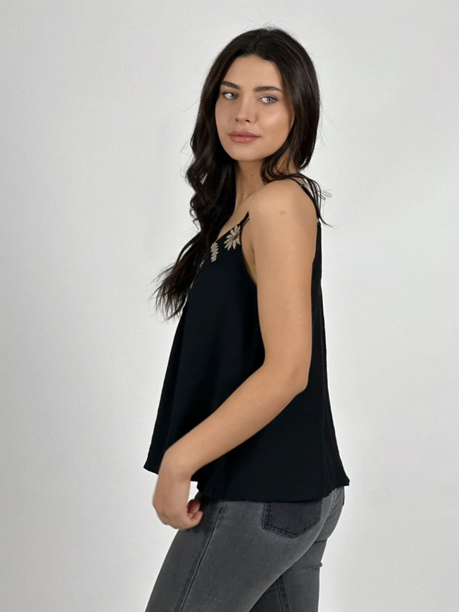 Polera Lino Lencera Bordes Boho A1-3211