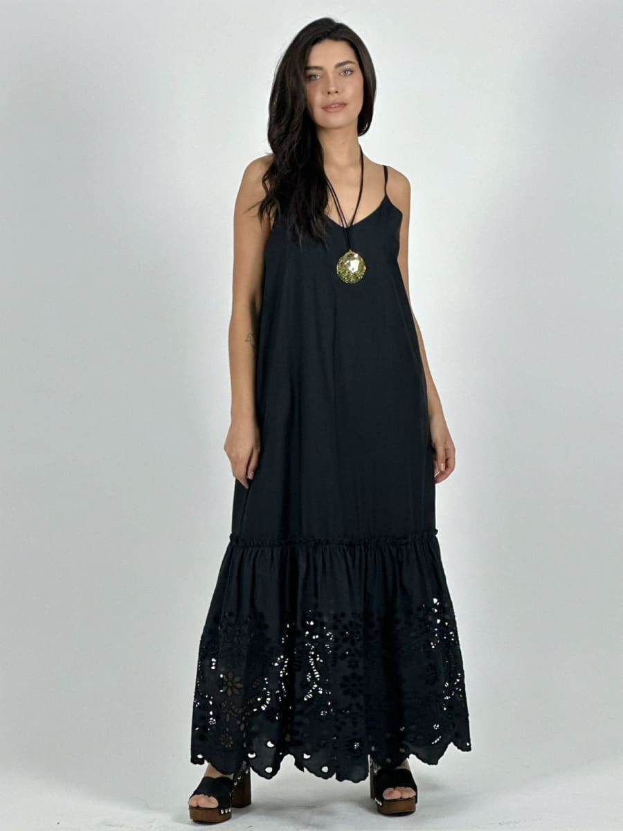 Vestido Lino Tirantes Vuelo Broderi A3-762