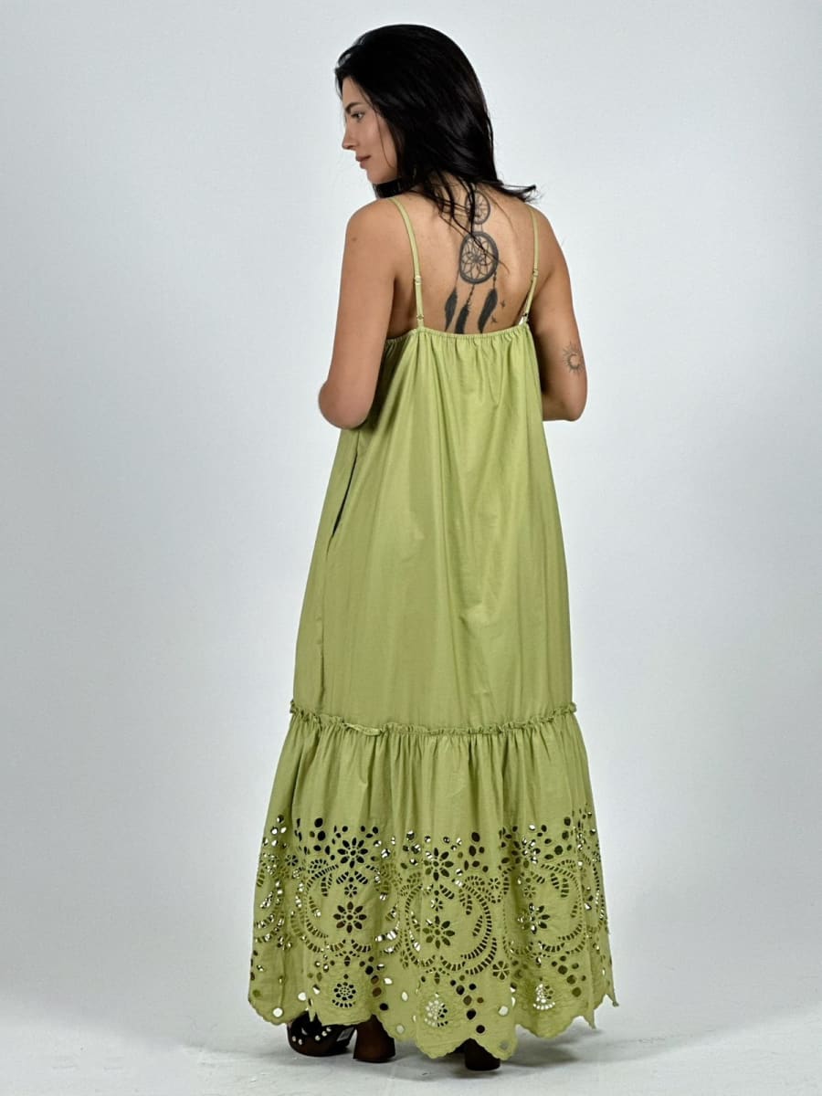 Vestido Lino Tirantes Vuelo Broderi A3-765