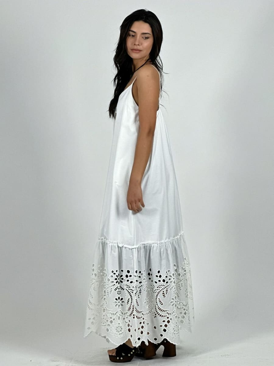 Vestido Lino Tirantes Vuelo Broderi A3-768