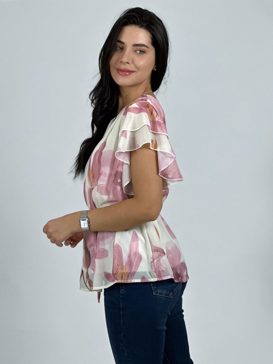 Blusa con Amarra Lirios Estampados A2-576