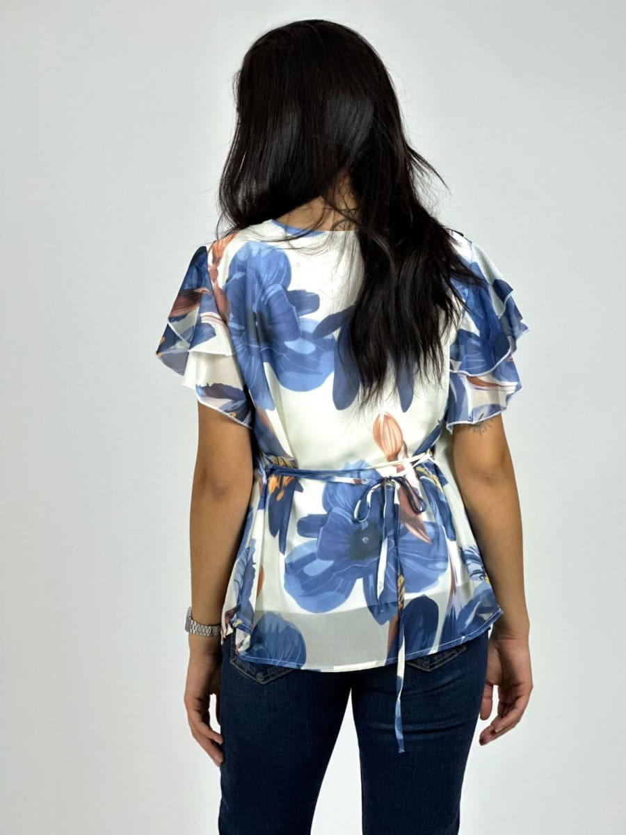 Blusa con Amarra Lirios Estampados A2-5710