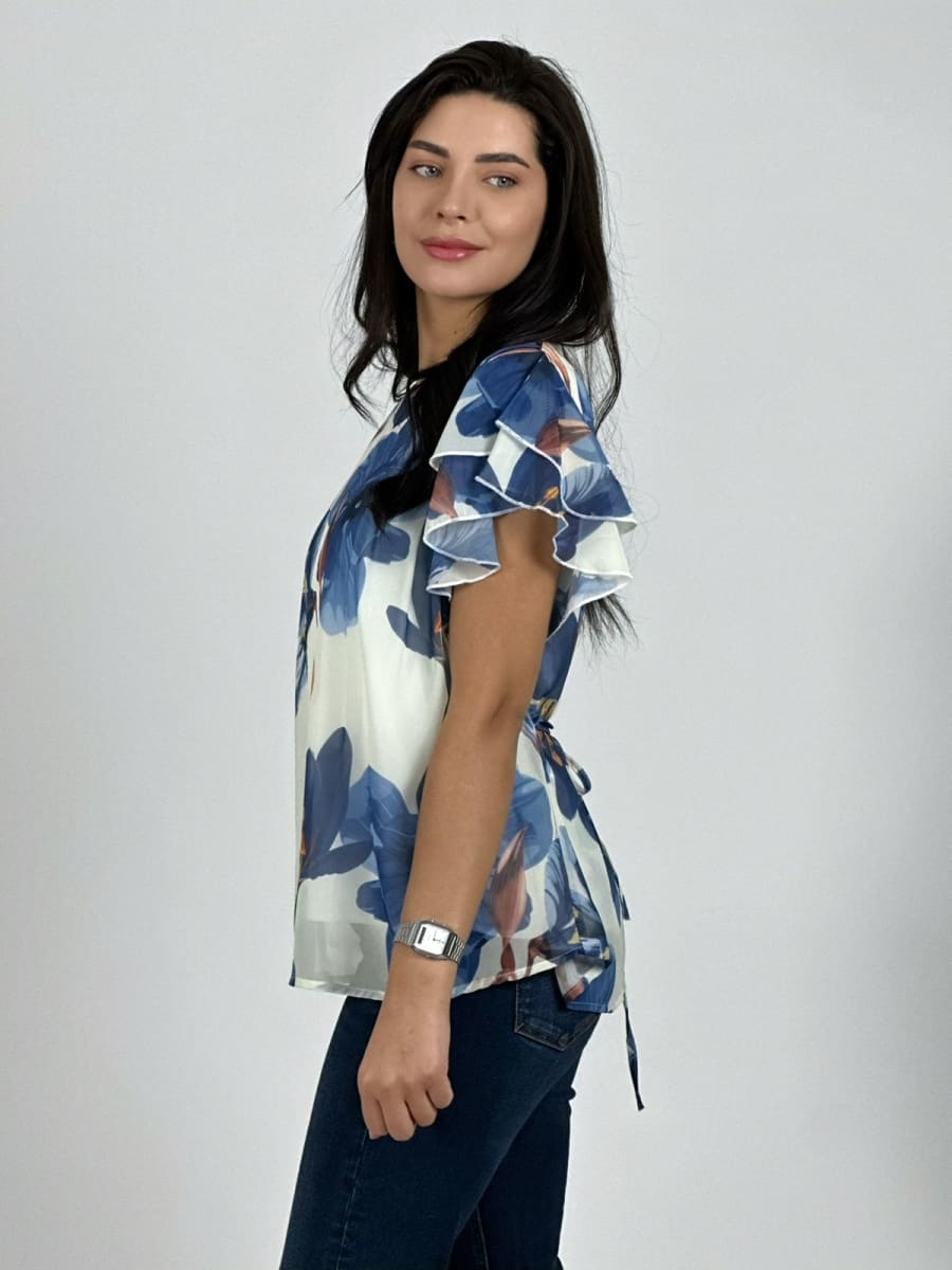 Blusa con Amarra Lirios Estampados A2-579