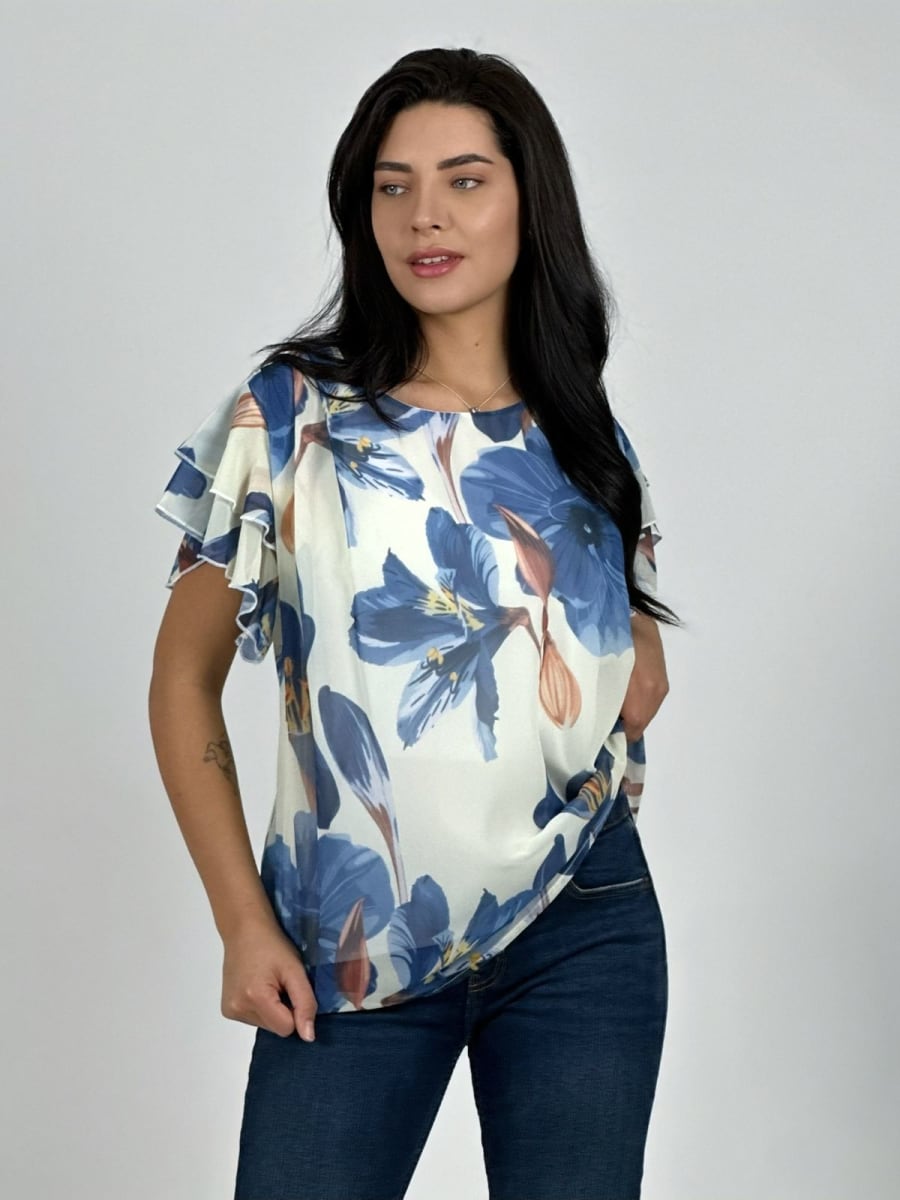Blusa con Amarra Lirios Estampados A2-578