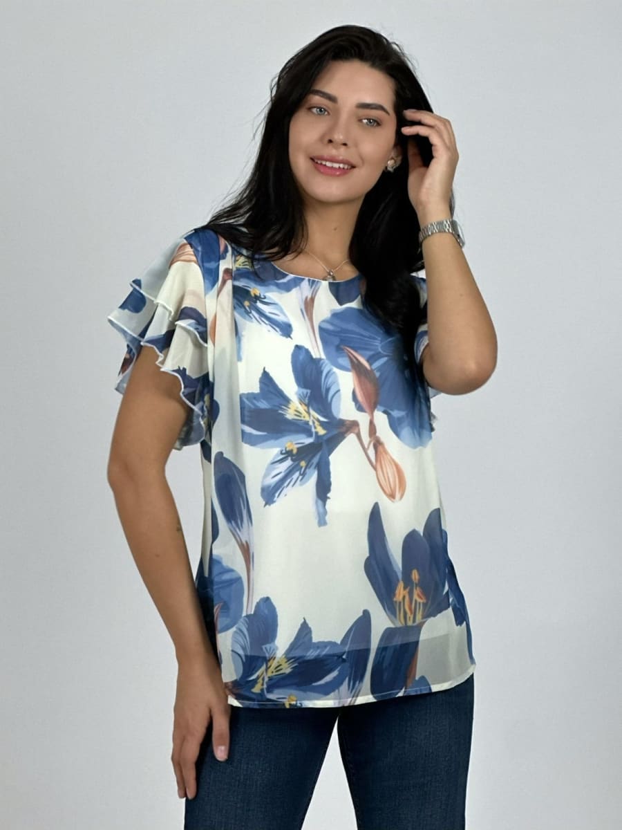 Blusa con Amarra Lirios Estampados A2-577