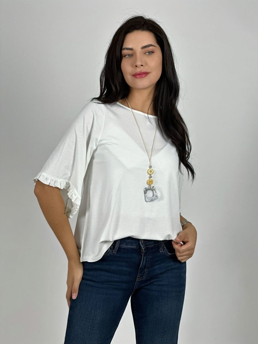Polera Viscosa Mangas Farolaos con Collar A1-471