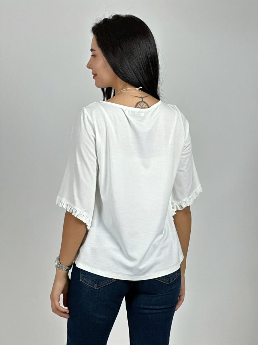 Polera Viscosa Mangas Farolaos con Collar A1-473