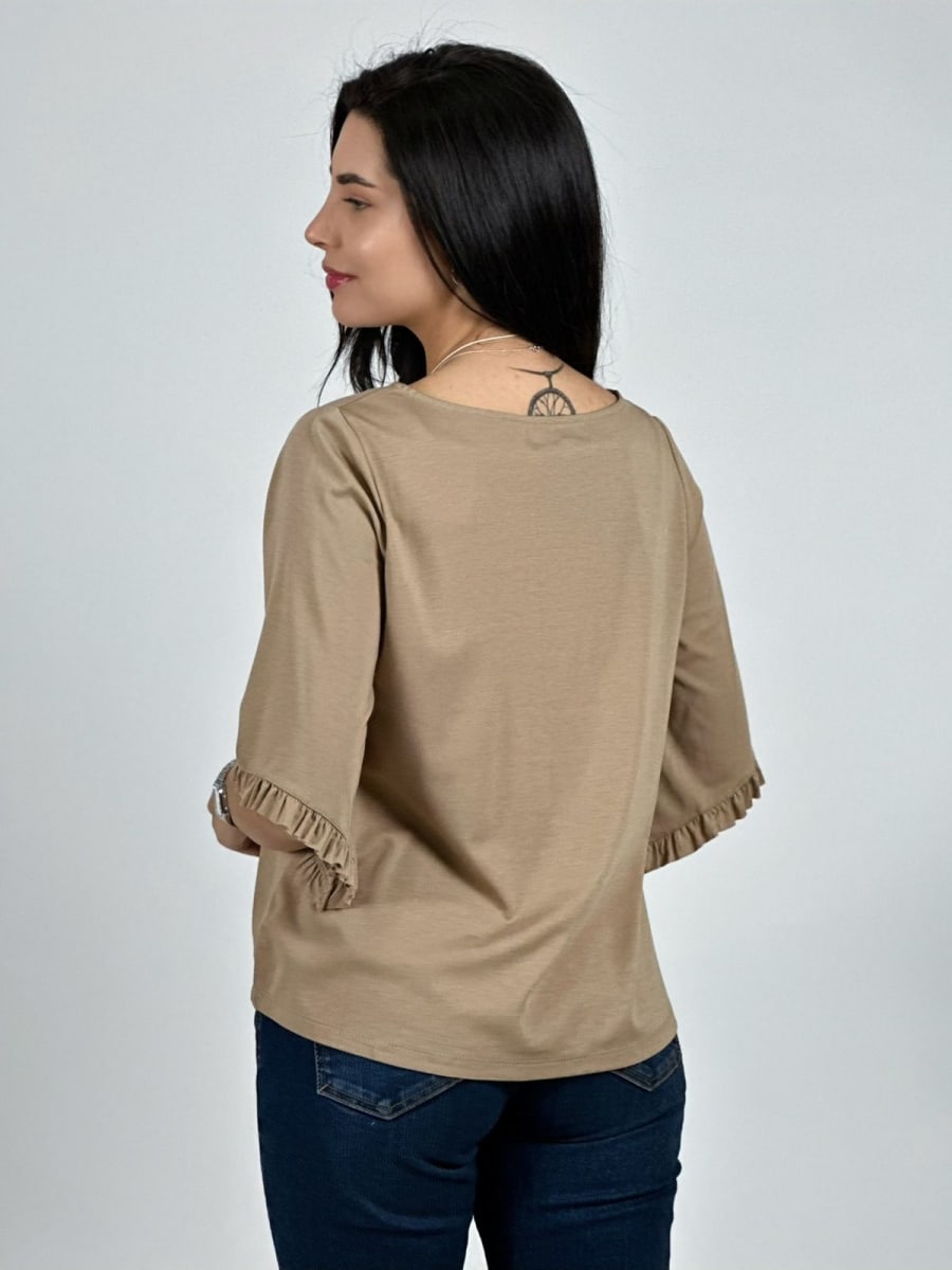 Polera Viscosa Mangas Farolaos con Collar A1-476