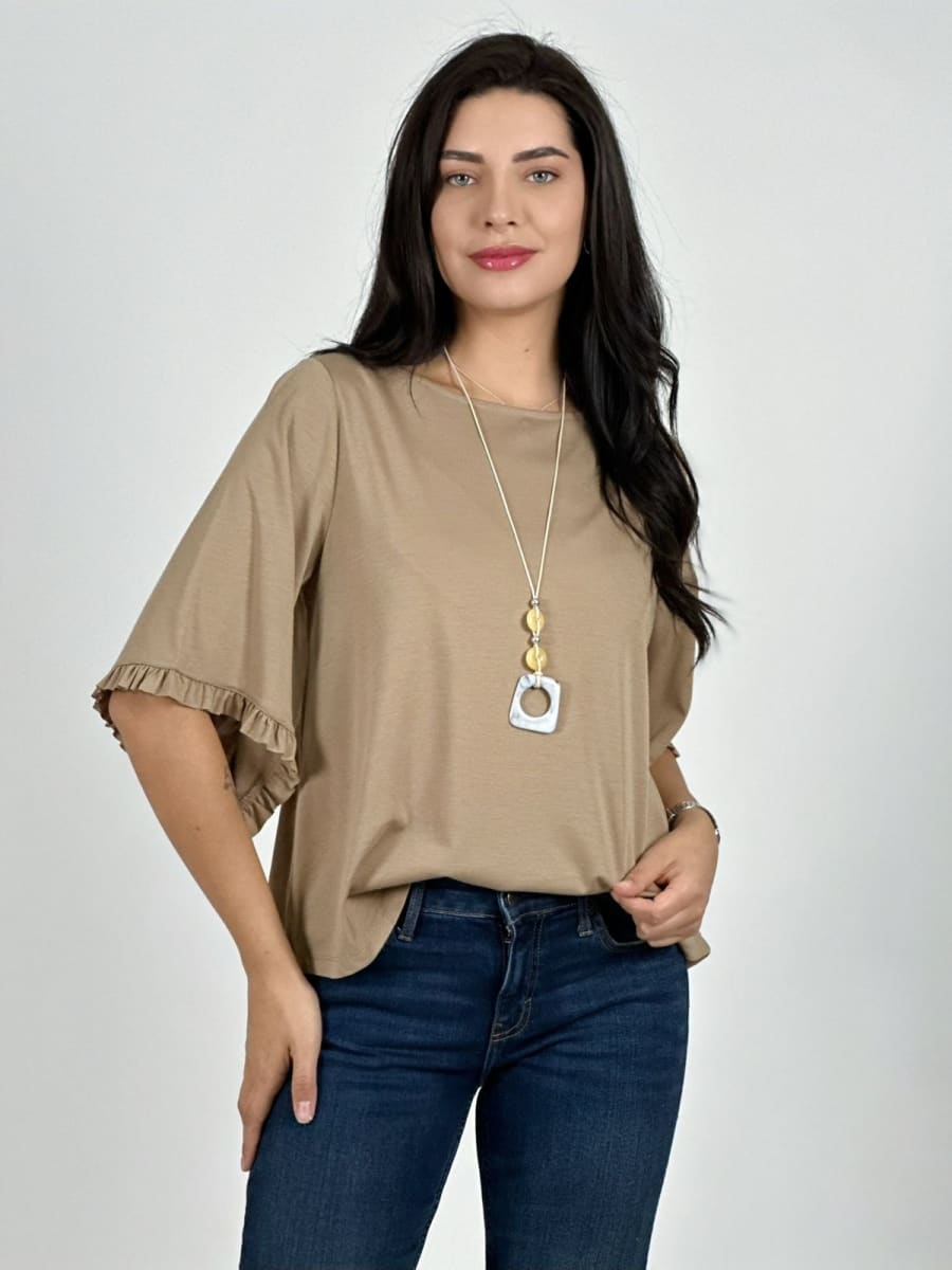 Polera Viscosa Mangas Farolaos con Collar A1-475