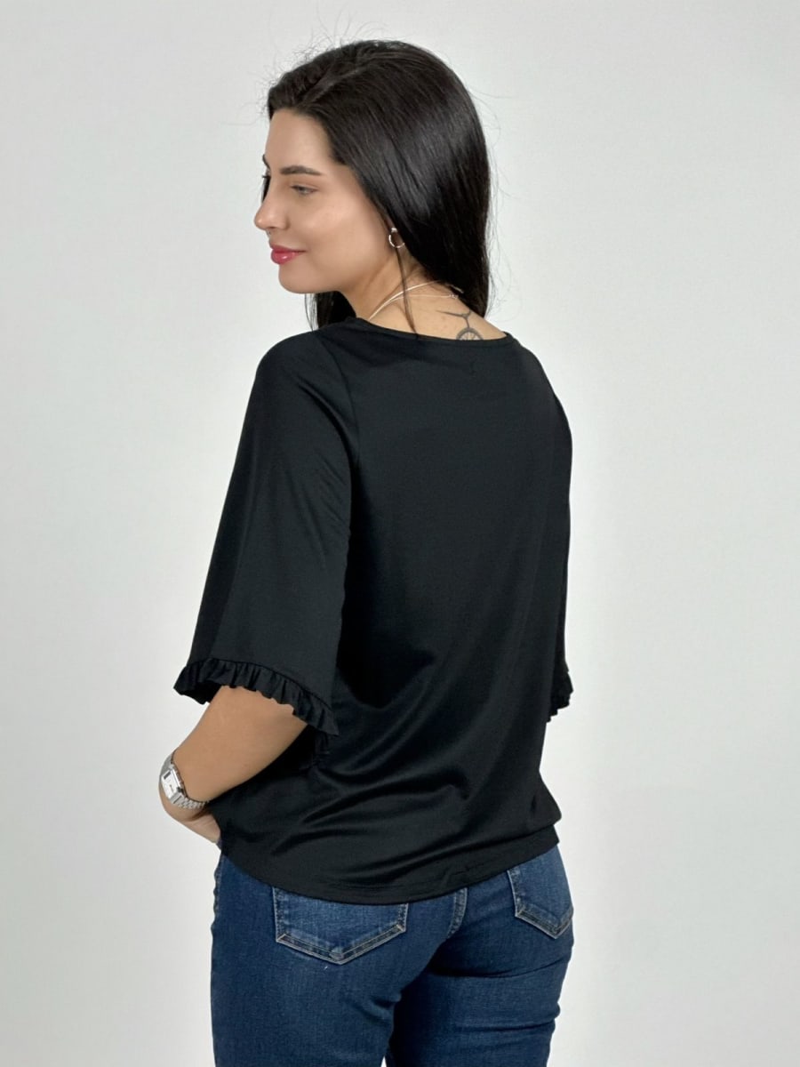 Polera Viscosa Mangas Farolaos con Collar A1-479