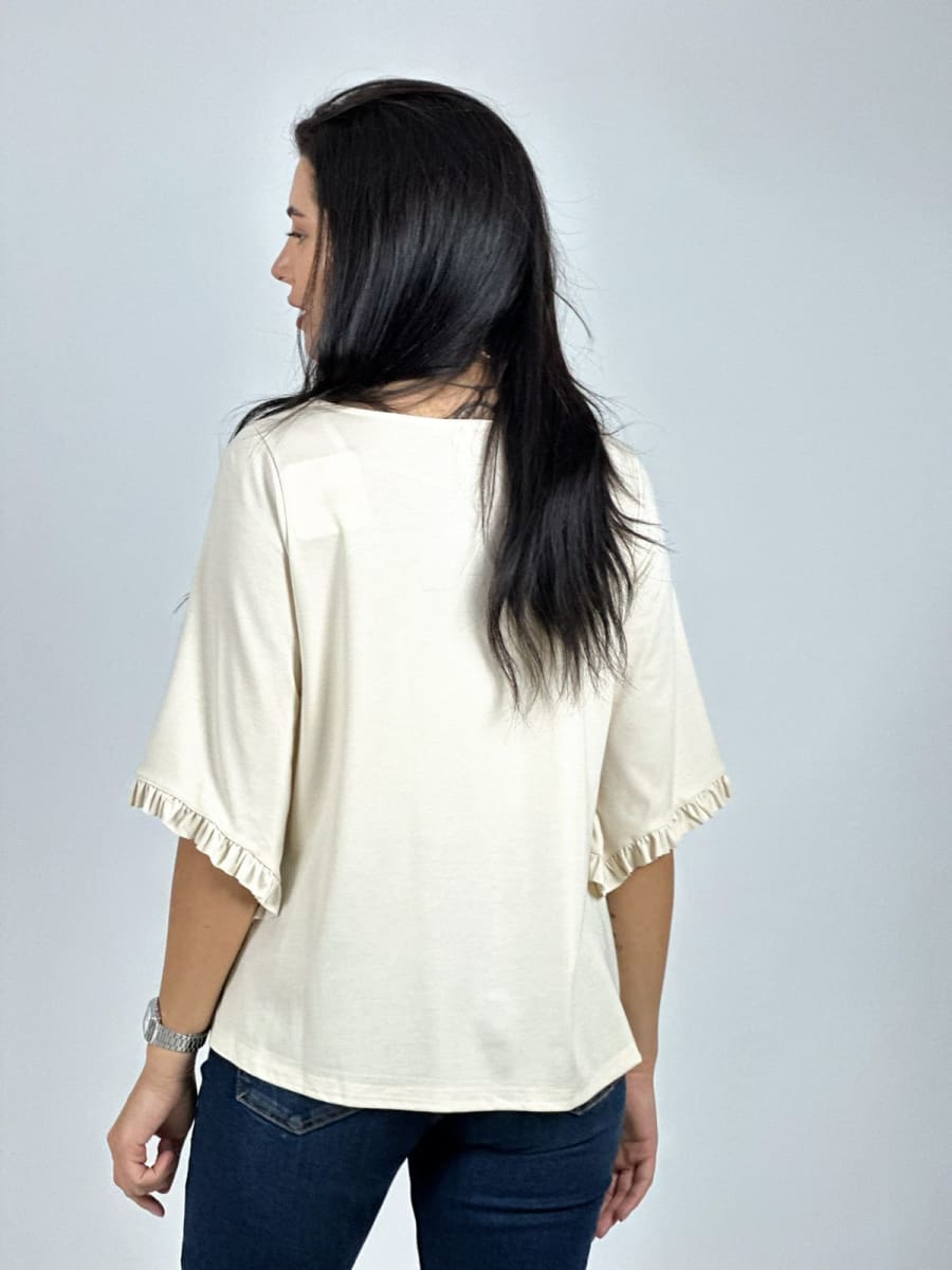 Polera Viscosa Mangas Farolaos con Collar A1-4713
