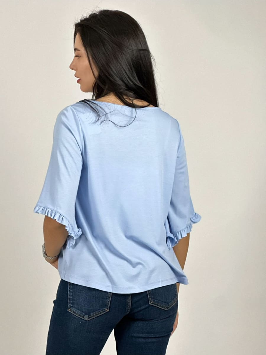 Polera Viscosa Mangas Farolaos con Collar A1-4716