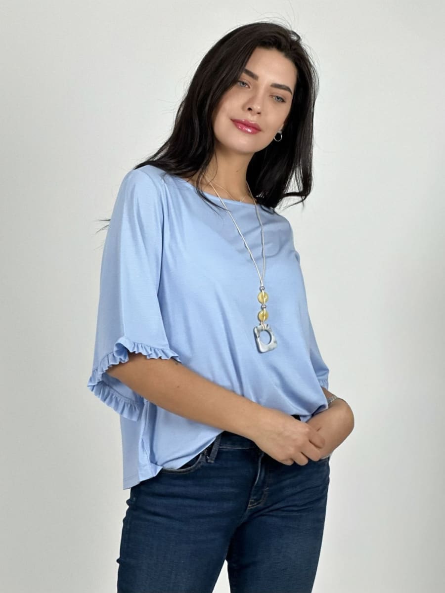 Polera Viscosa Mangas Farolaos con Collar A1-4715