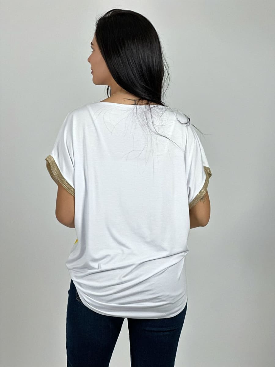 Polera Bordes Brillantes Flores Sublimadas A2-627