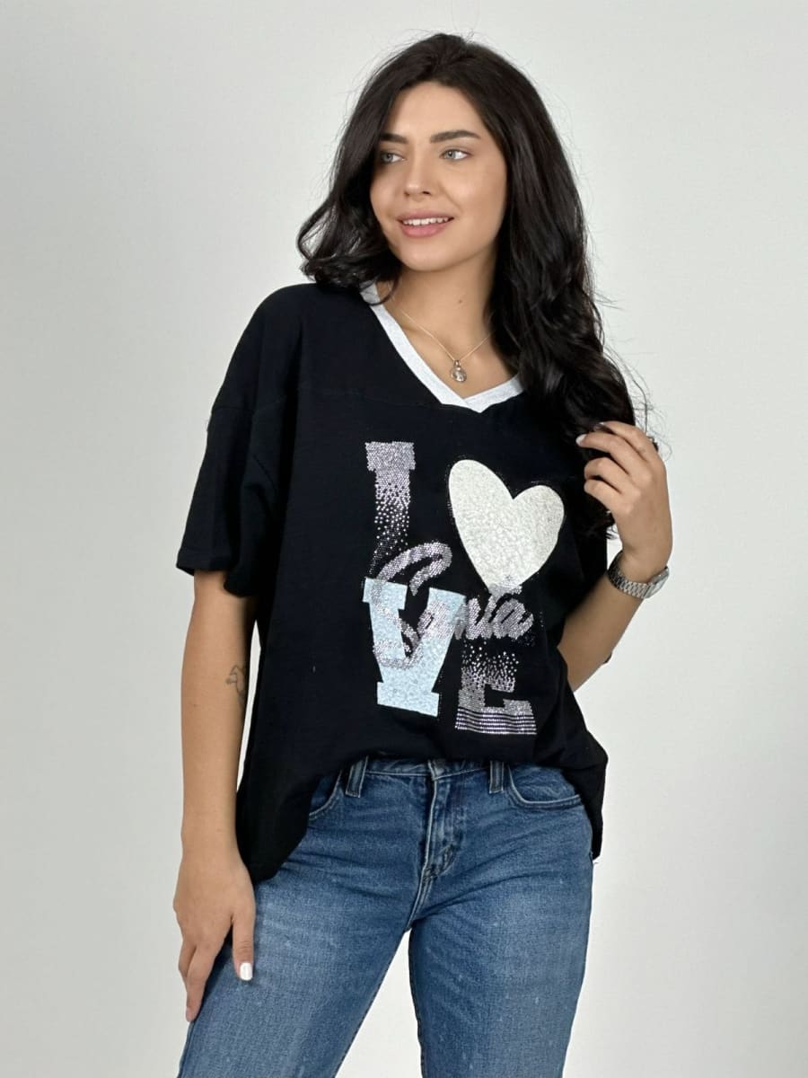 Polera Algodon Love SANTA Brillante A2-595