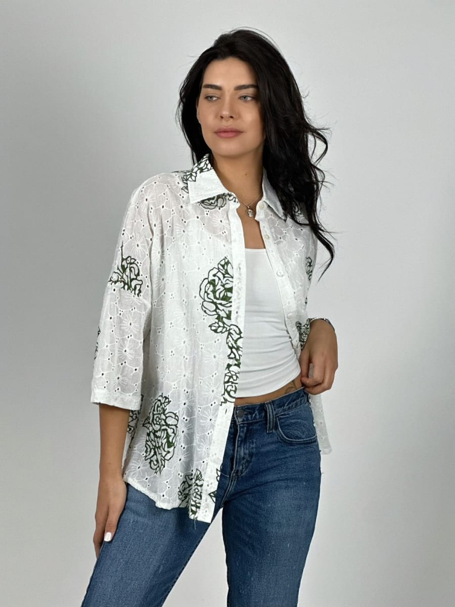 Blusa con Perforaciones Rosa Estampada A2-594