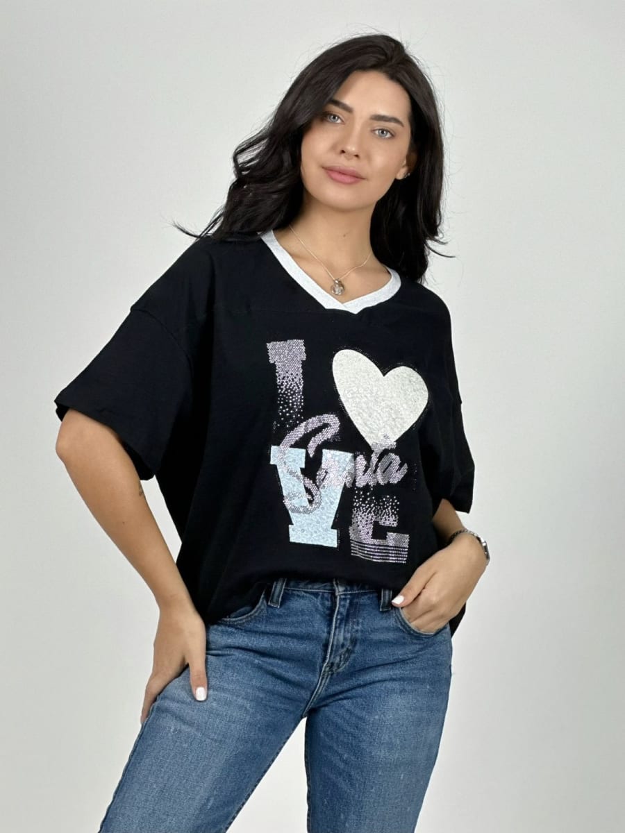 Polera Algodon Love SANTA Brillante A2-594